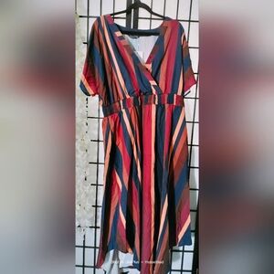 Colored Striped Contrast Dress